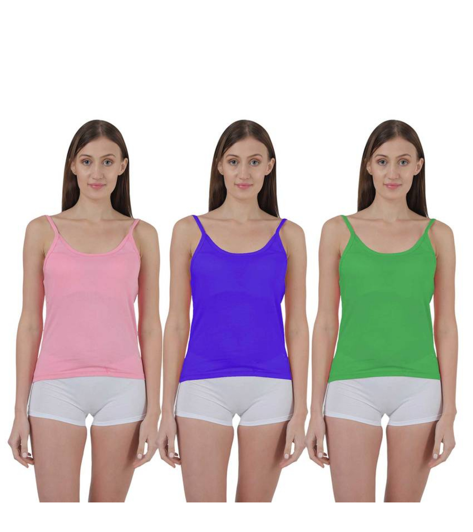 Vink Multicolor Womens Camisole Slip 3 Pack Combo | U Neck